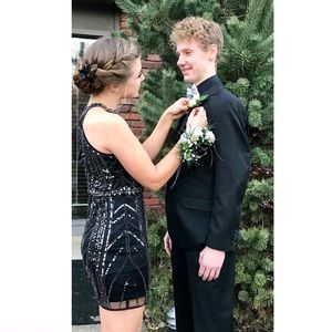 Black Sparkly Tight Homecoming Dance Dress